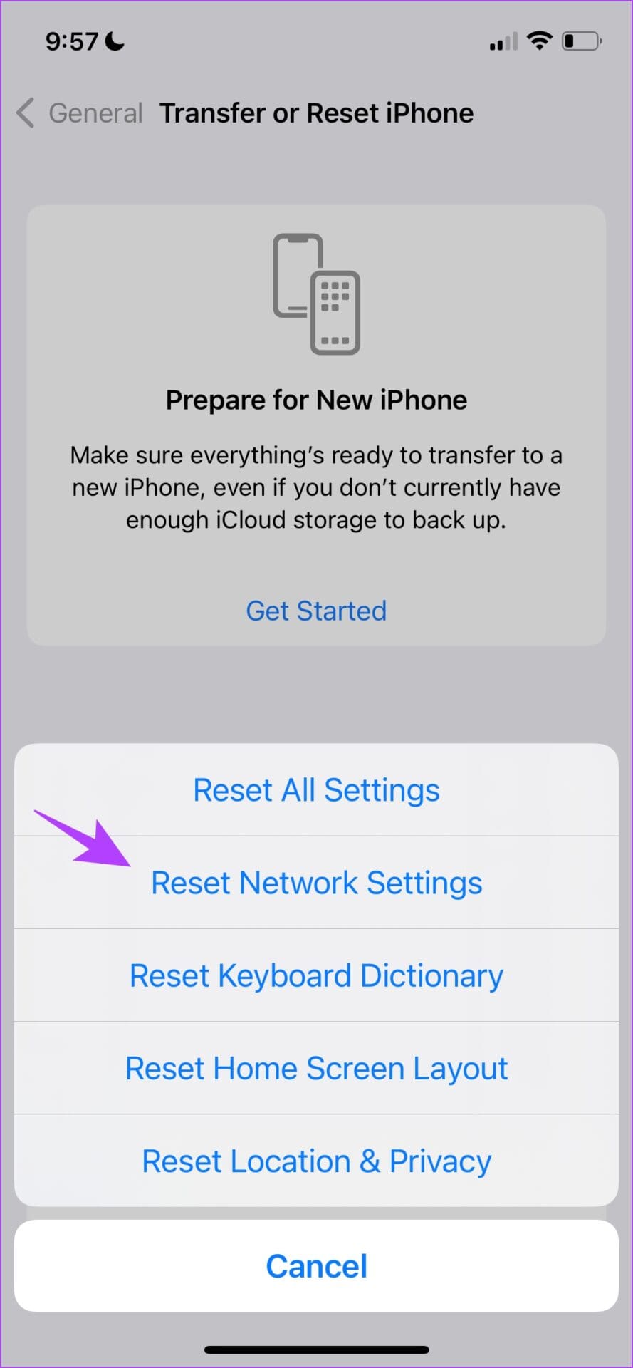 Reset iPhone Network Settings