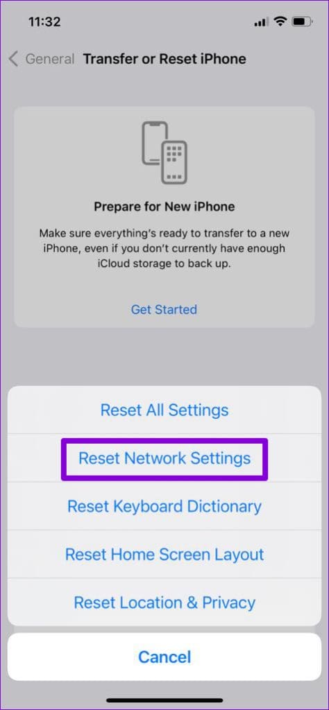 Reset Network Settings on iPhone