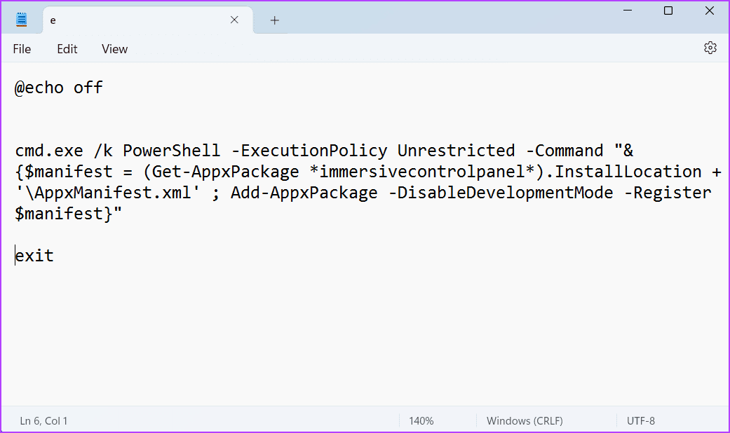 Notepad window