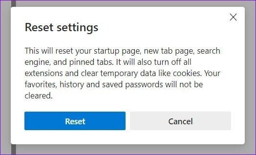 Reset Settings