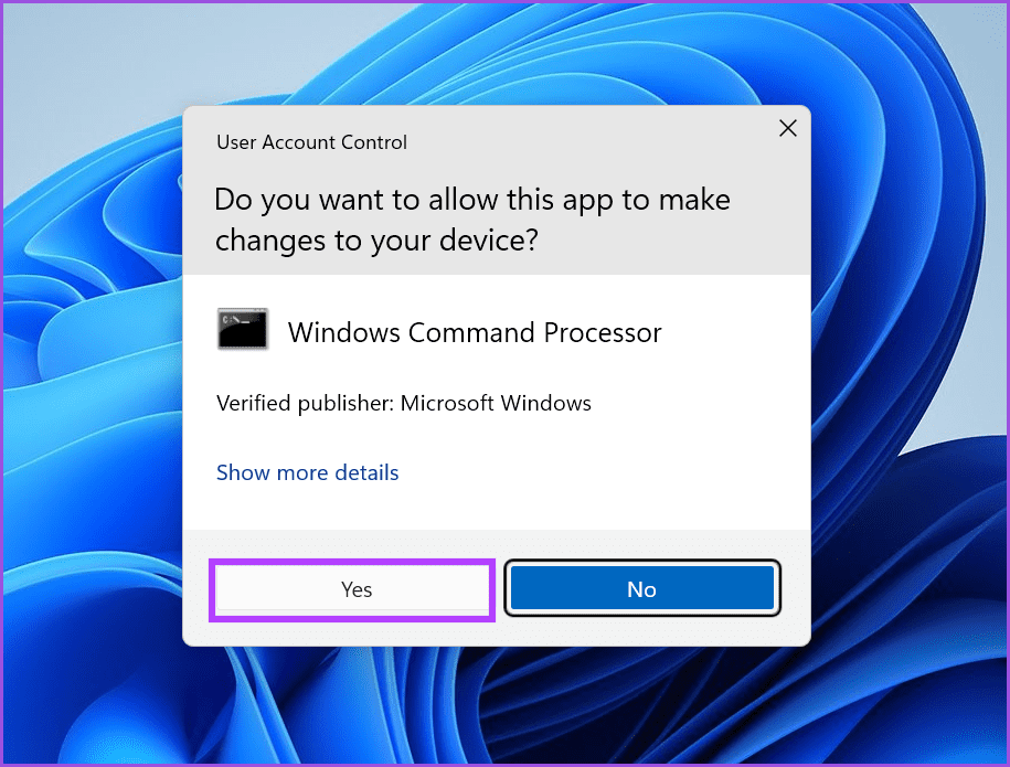 User account control window