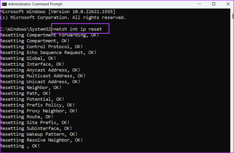 Reset TCPIP Stack in CMD