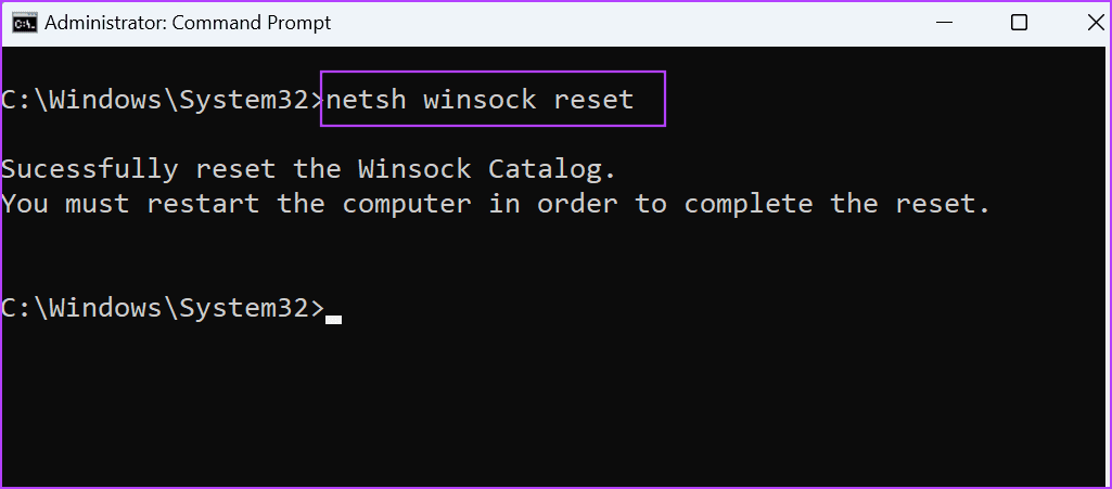 Reset WINSOCK Catalog