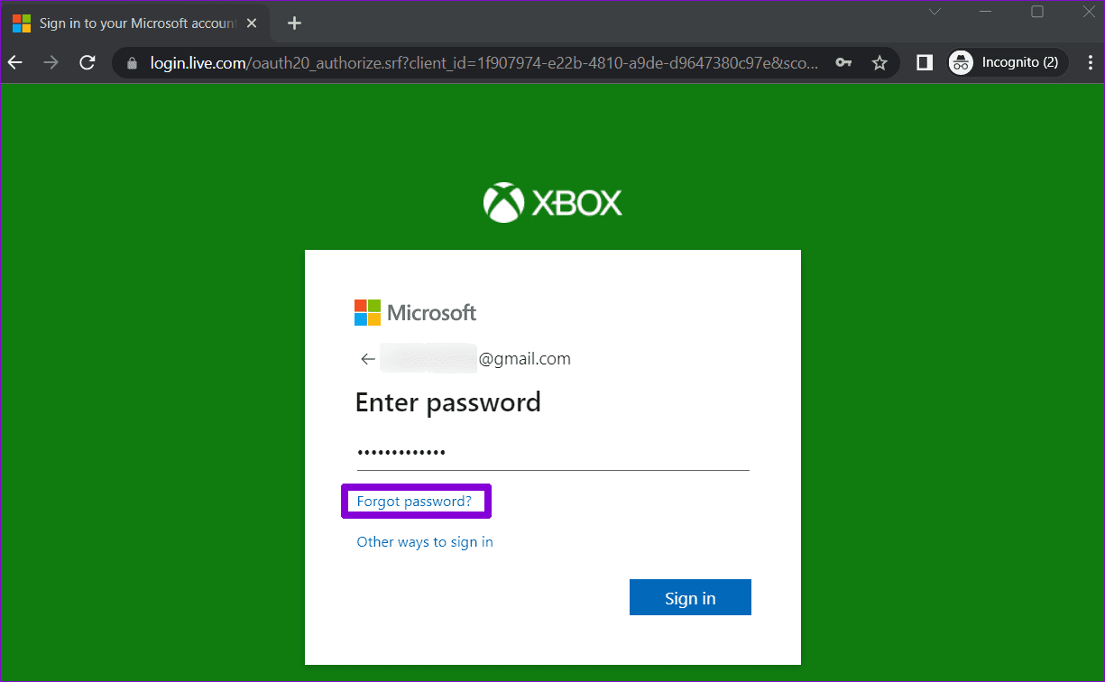 Reset Xbox Account Password