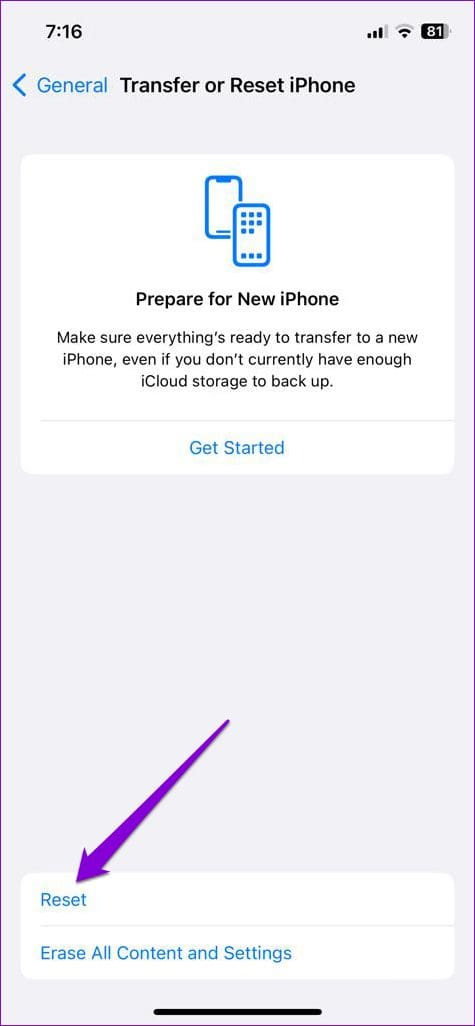 Reset iPhone