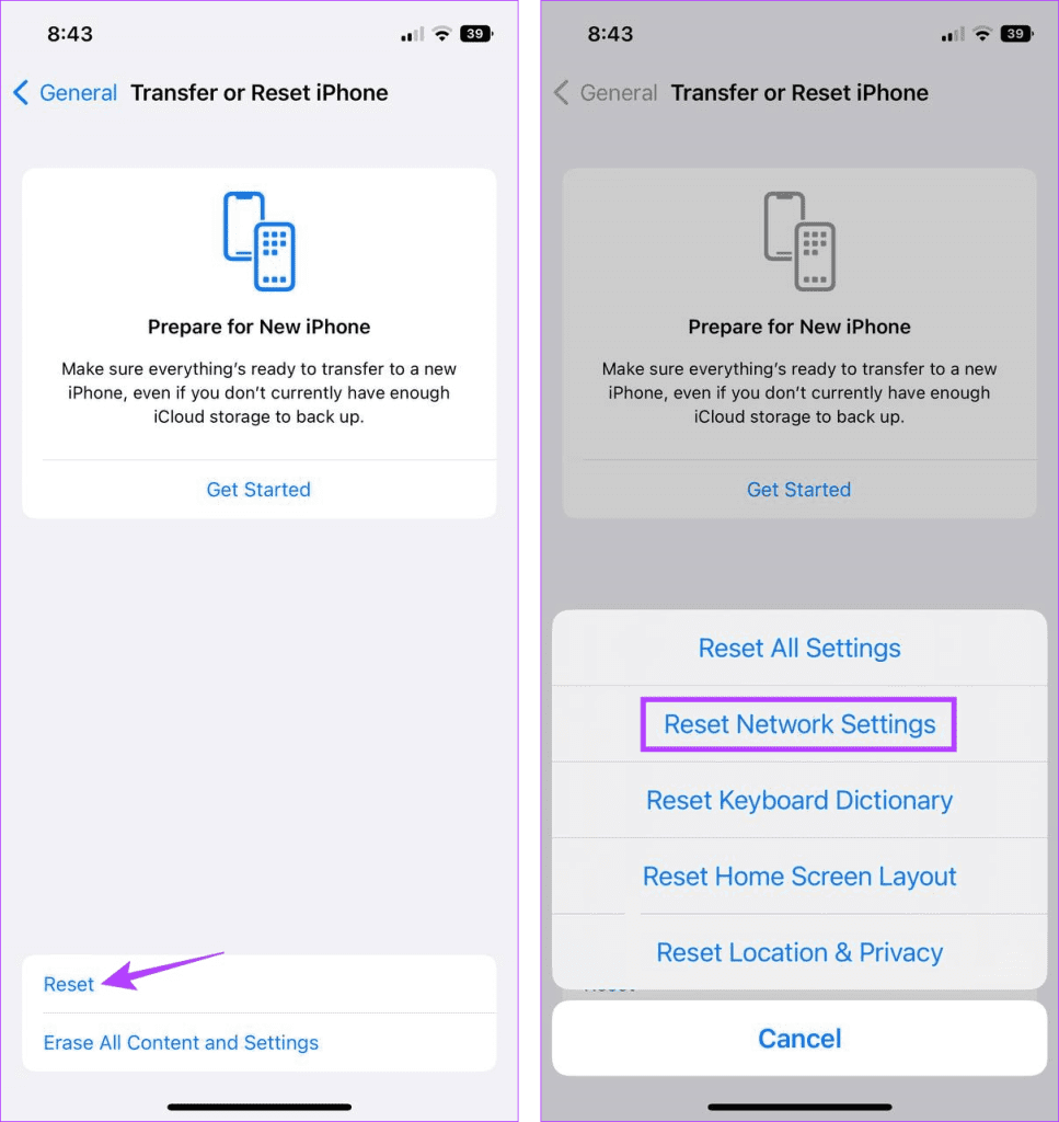 Reset iPhone Network Settings
