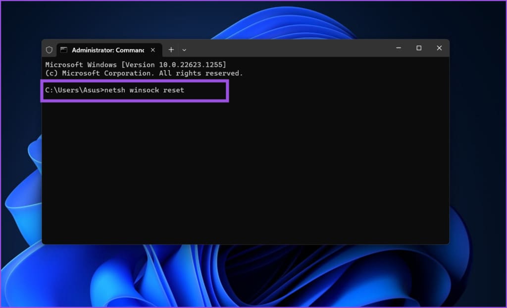 Reset network components using Winsock