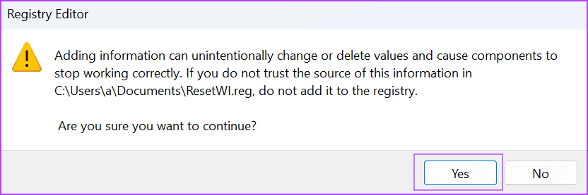 run the registry file to Reset the Windows Installer Service