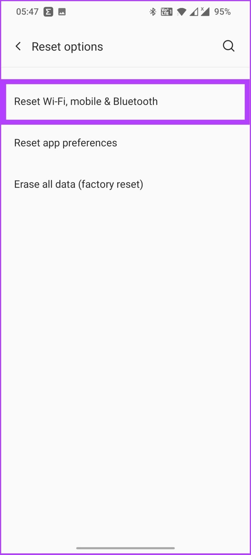 Reset the phone's network Settings - Fix Authentication Error (3)