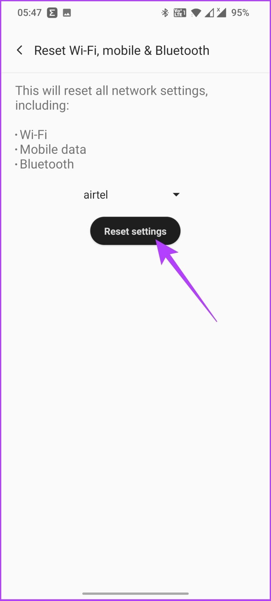 Reset the phone's network Settings - Fix Authentication Error (4)