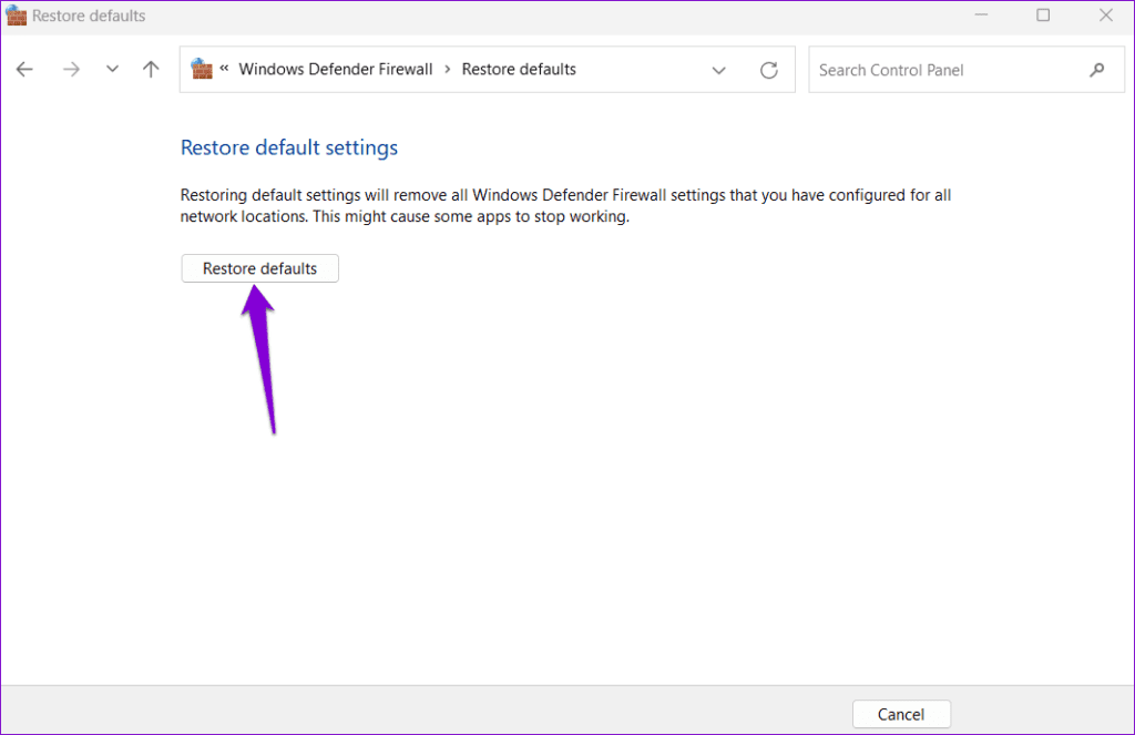 Restore Firewall on Windows