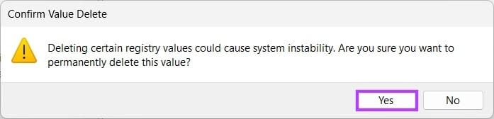 Select Yes