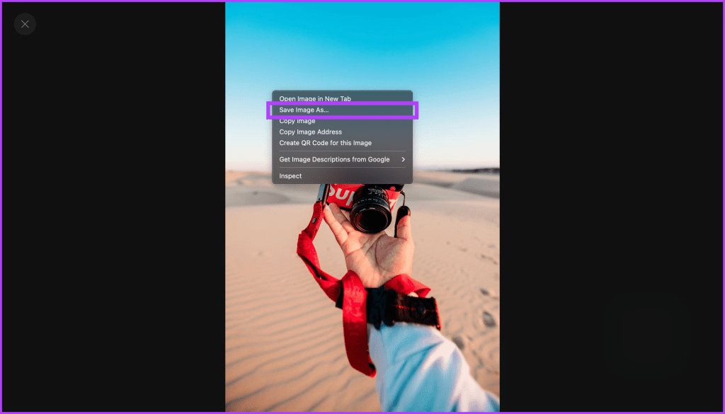 Right click options on Image