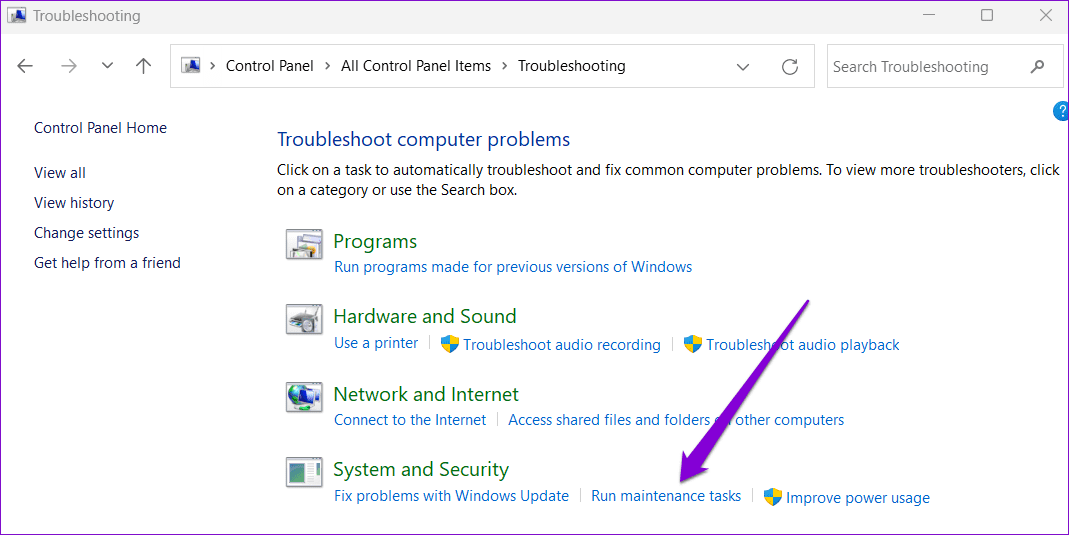Run Maintenance Tasks Windows