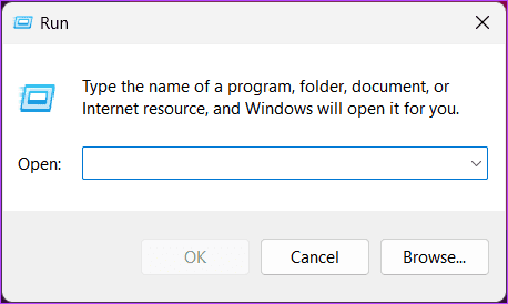 open the Run dialog box