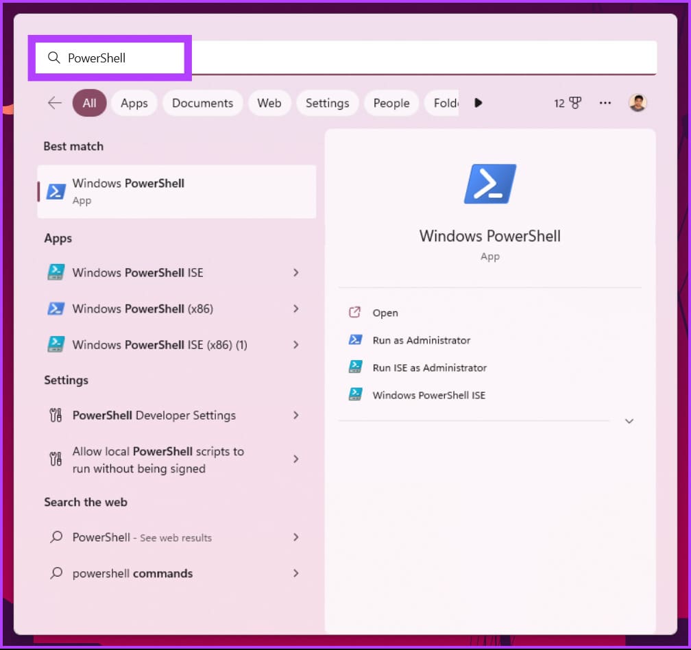 type PowerShell