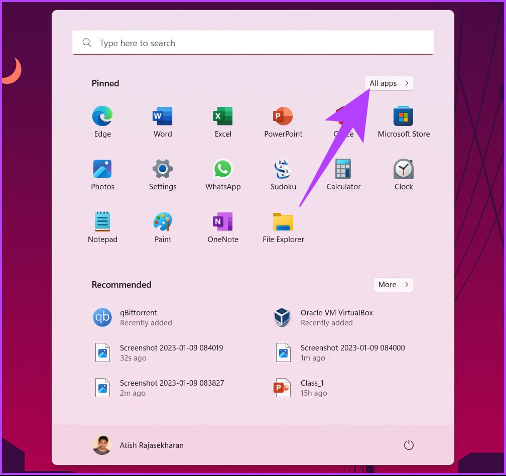 click on All apps