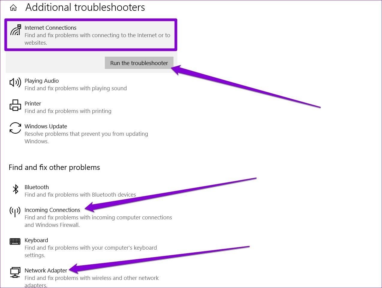 Run Troubleshooter
