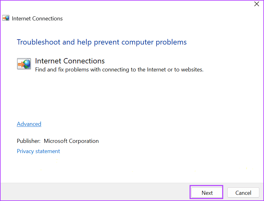 Run the Network Troubleshooter