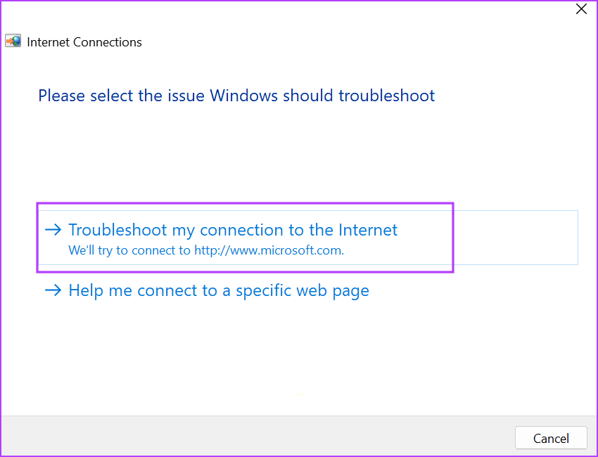 Run the Network Troubleshooter