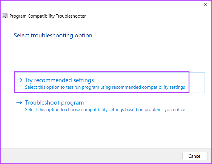 Program Compatibility Troubleshooter