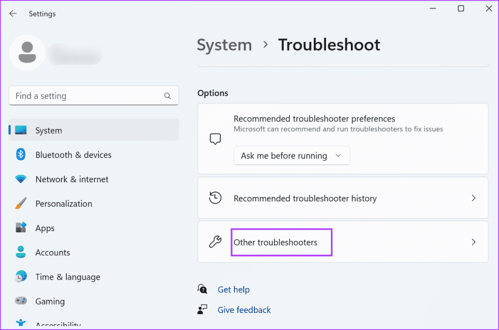 Troubleshooter page