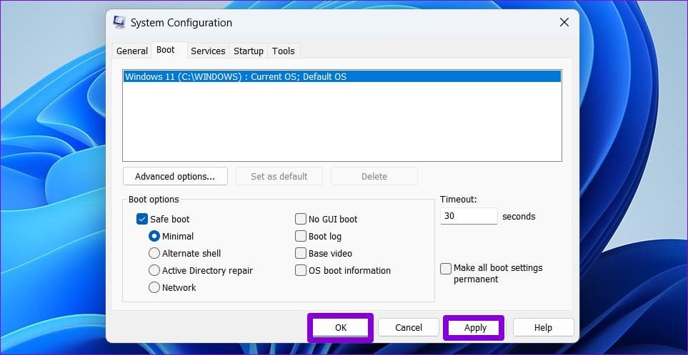 Safe Mode Configuration on Windows