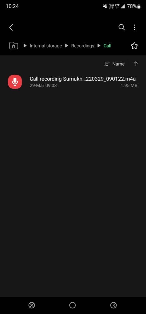 Call recordings in file manager