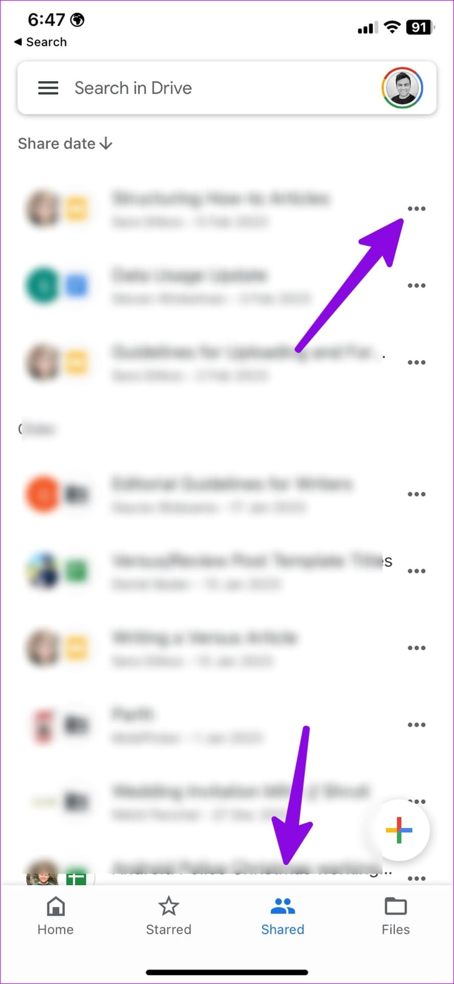 open more menu on google drive