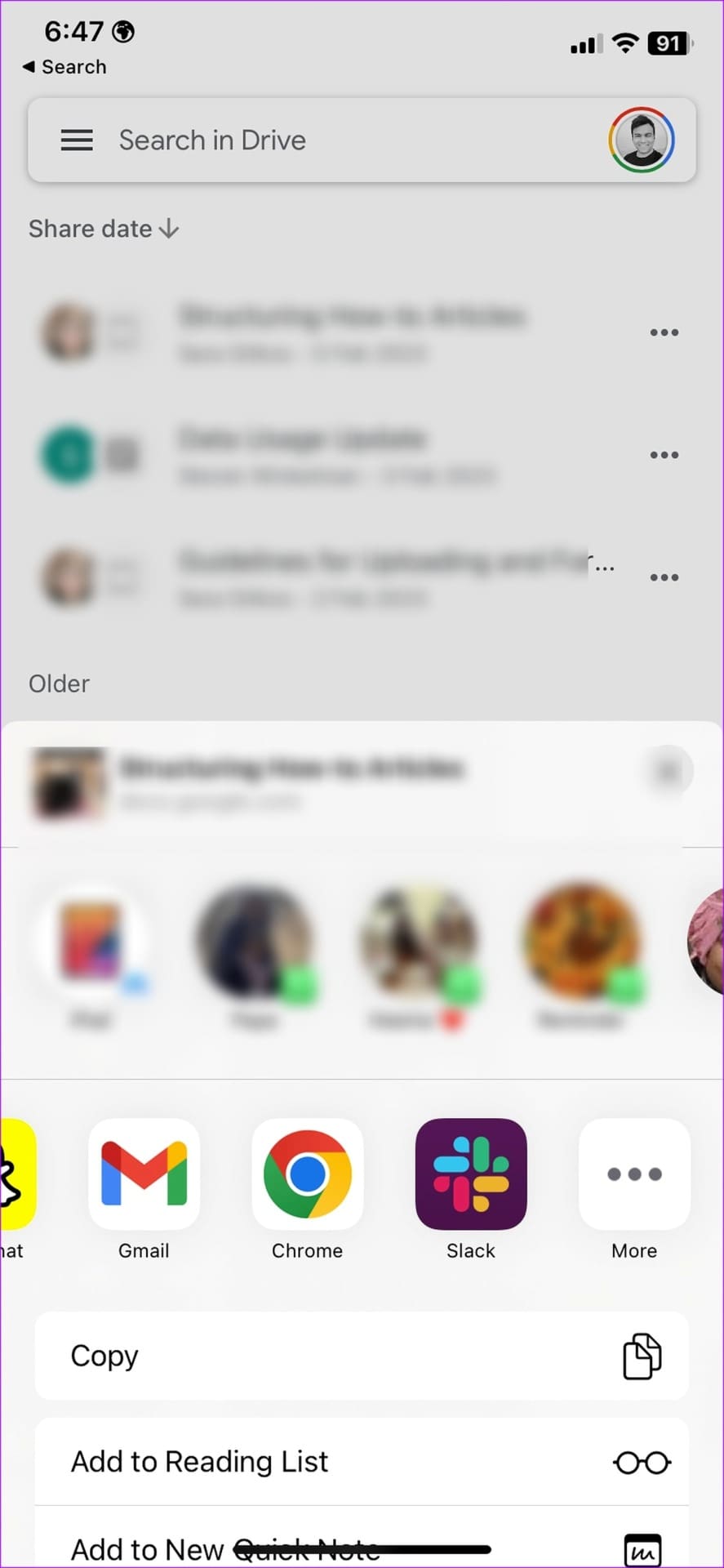send shared file on google drive
