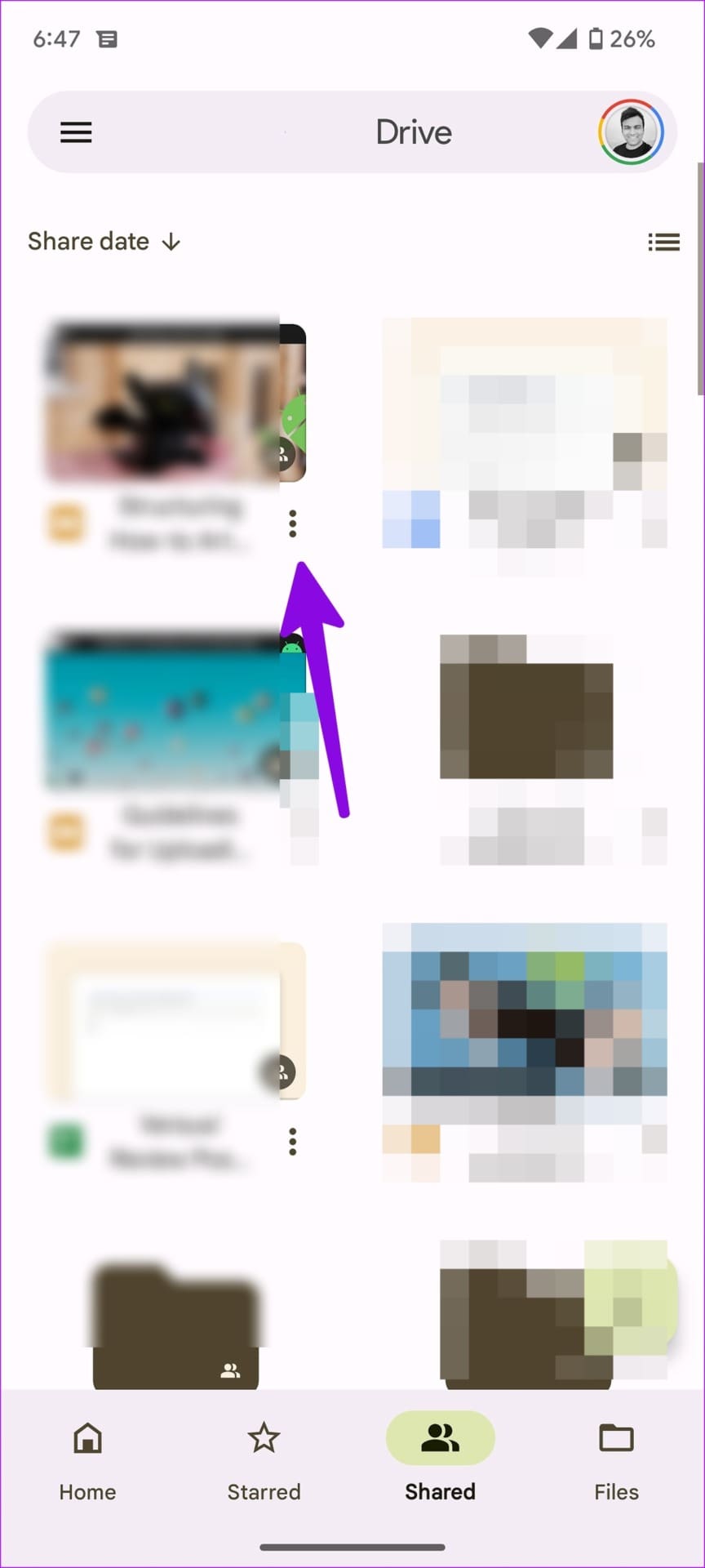 open more menu on google drive