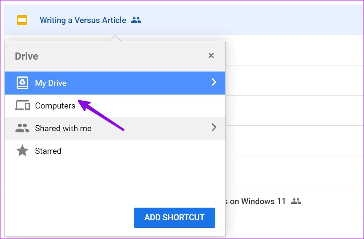 move a shared file on google drive