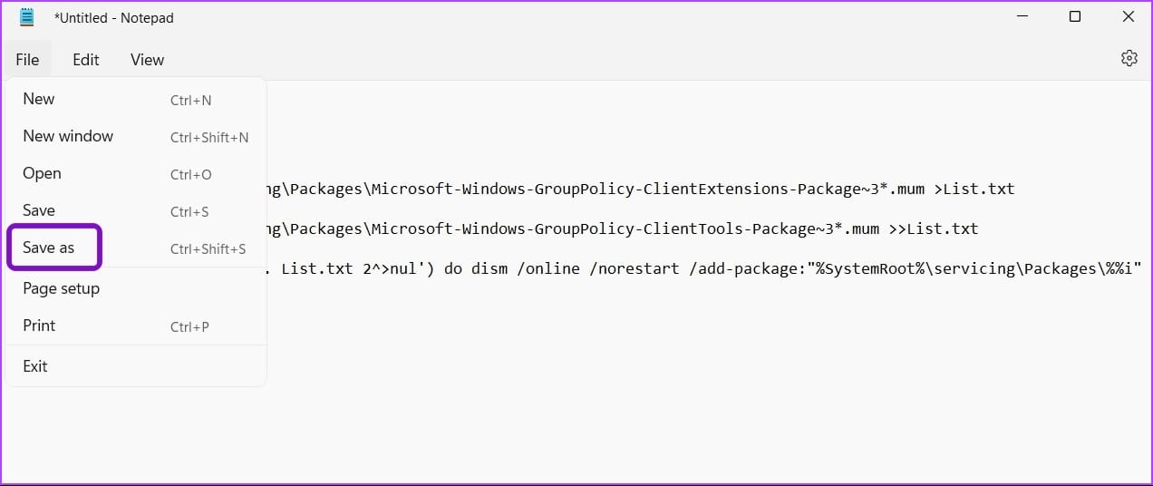 _Save as option in Notepad