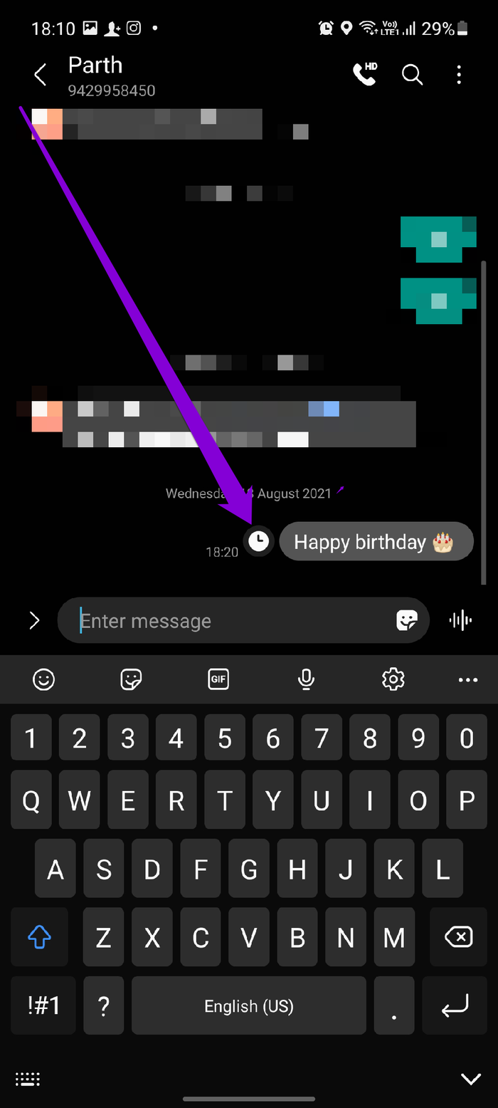 Schdeuled Message on Samsung Phone