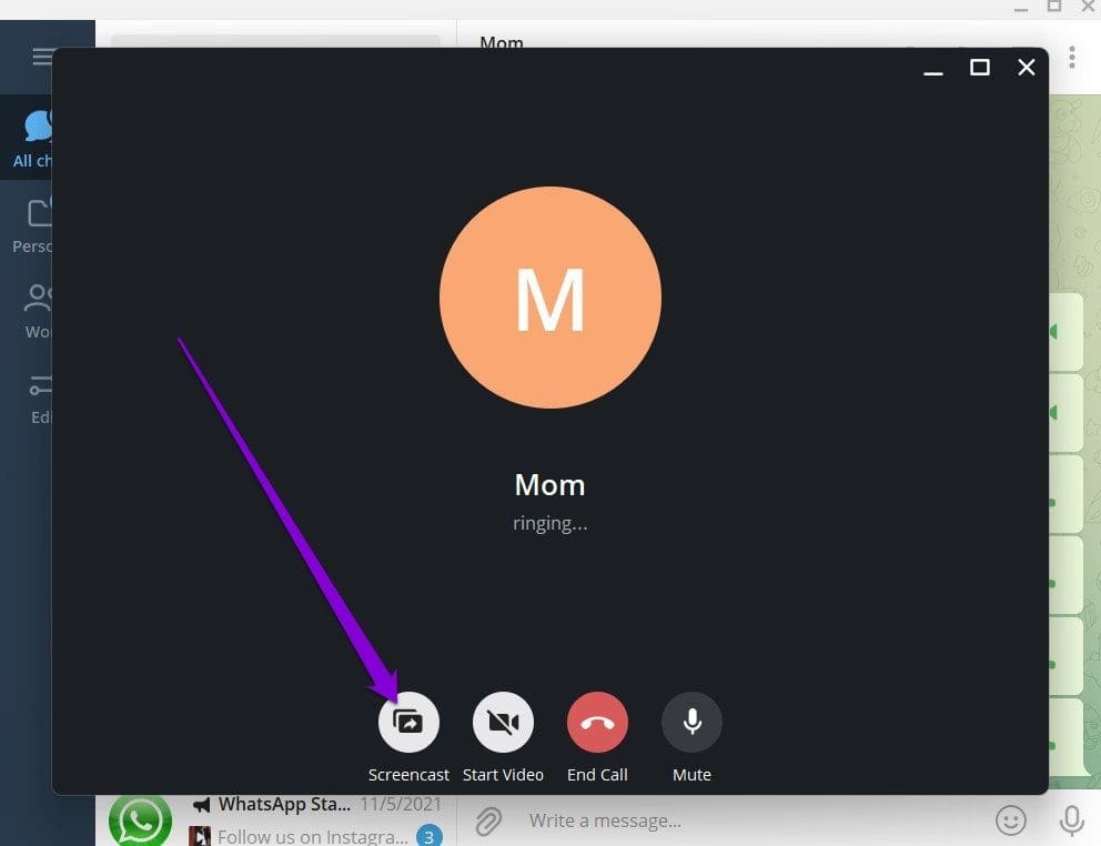 Screencast on Telegram for Desktop