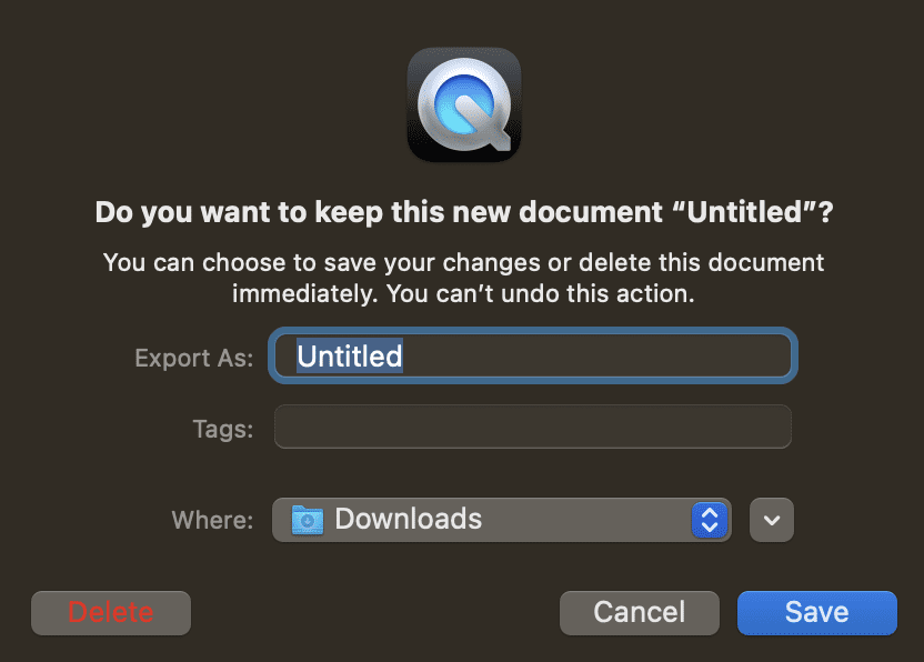 record audio using QuickTime Player on Mac 