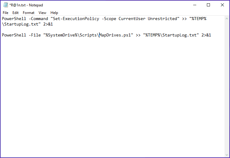 Script for Startup logs