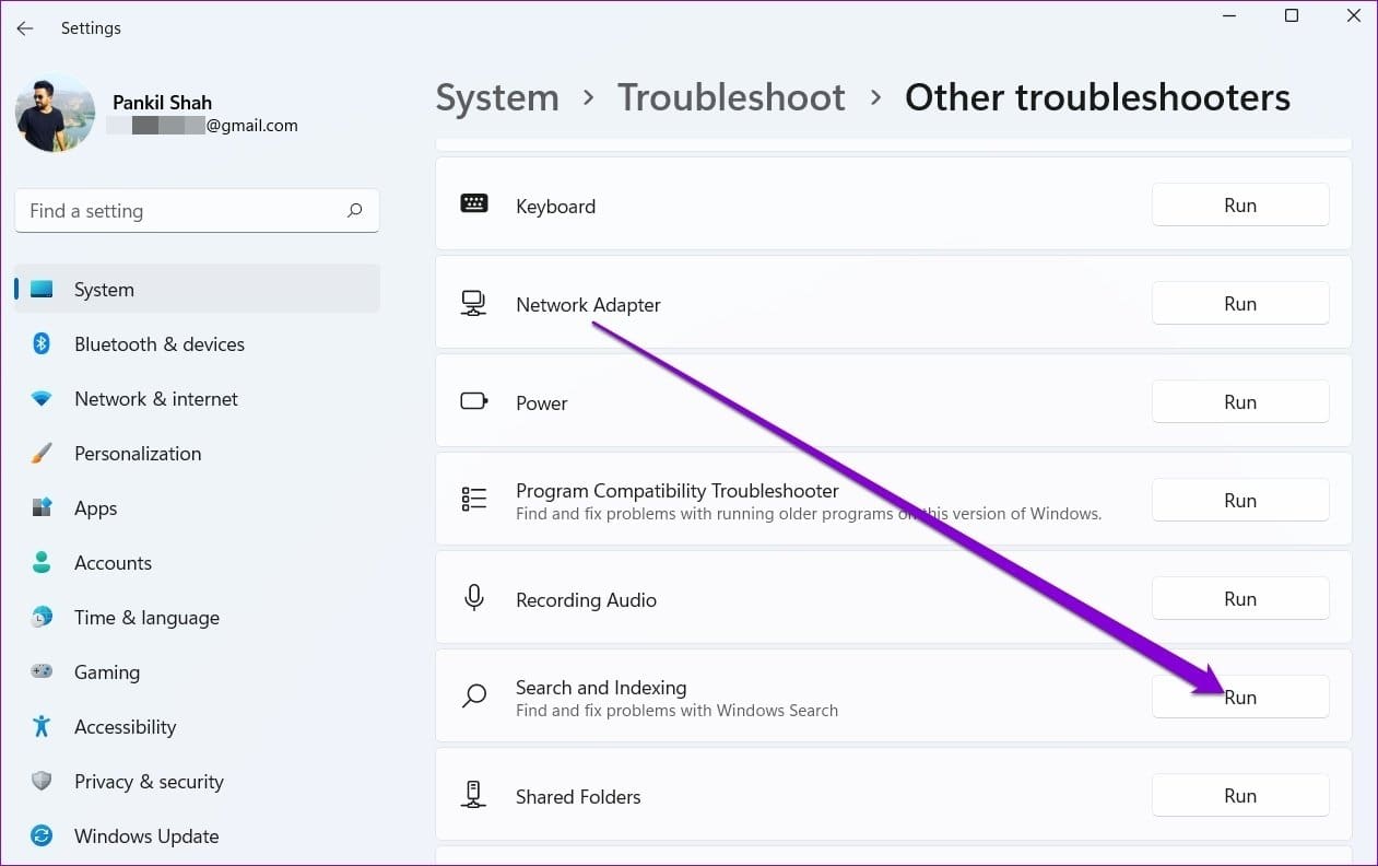 Search and Indexing Troubleshooter