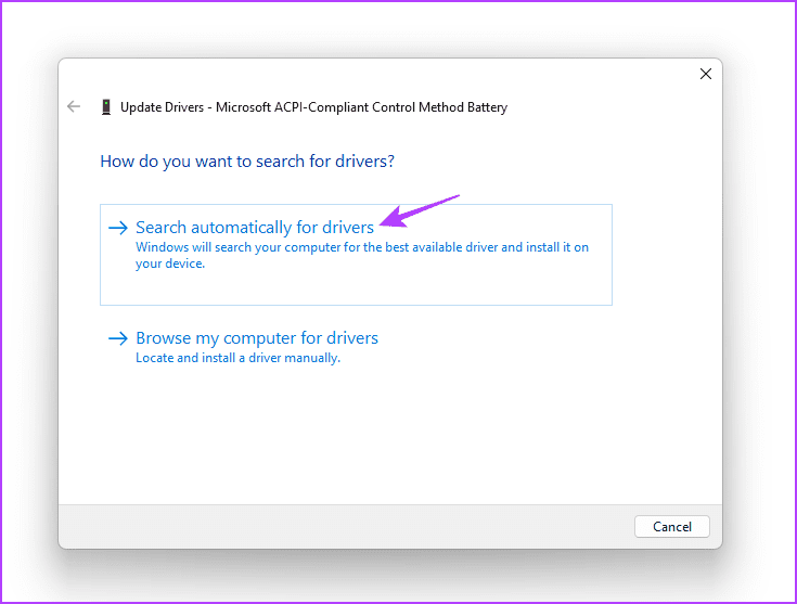 Search automatically for drivers in Device Manager