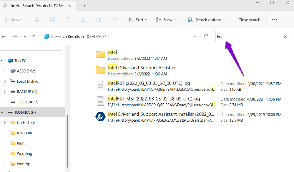 Search for File in File Explorer