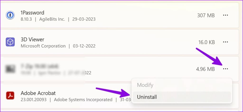 uninstall apps on Windows
