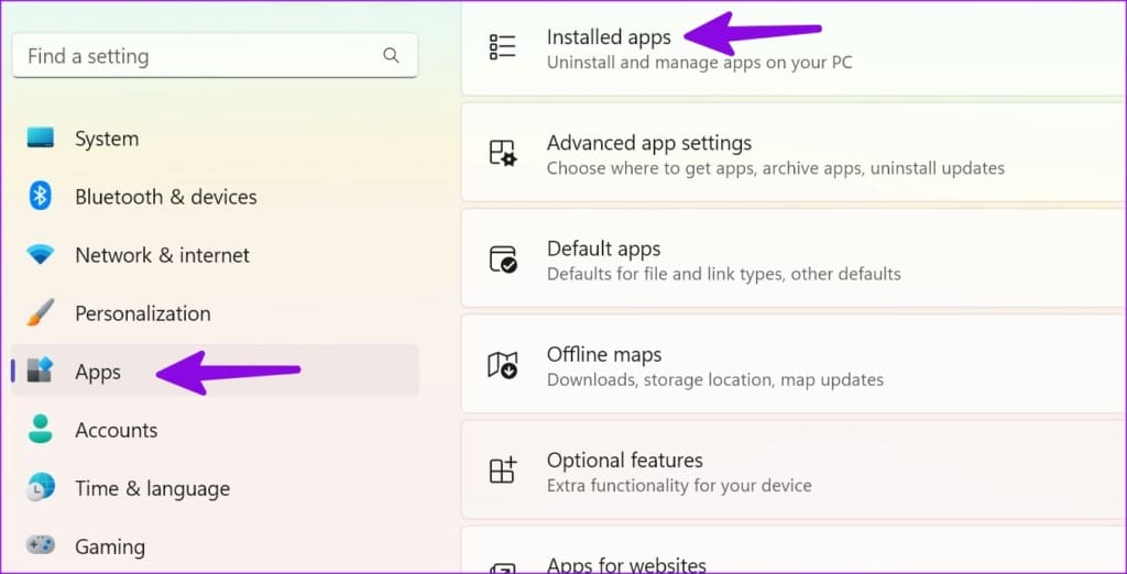 installed apps on Windows