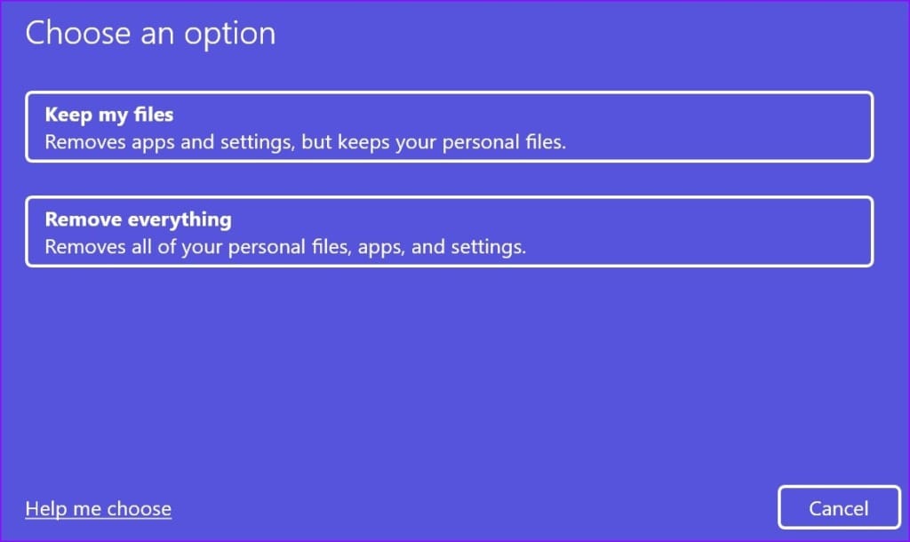 reset on Windows