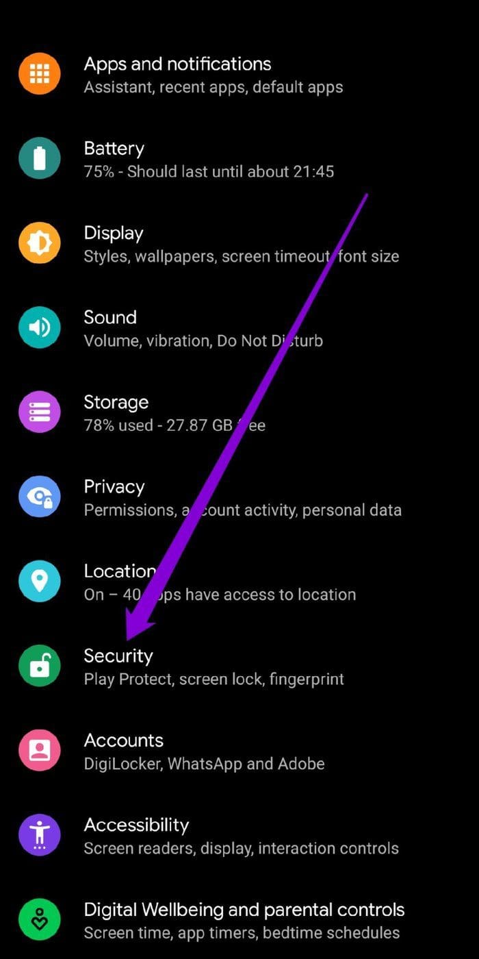 Security Settings on Android