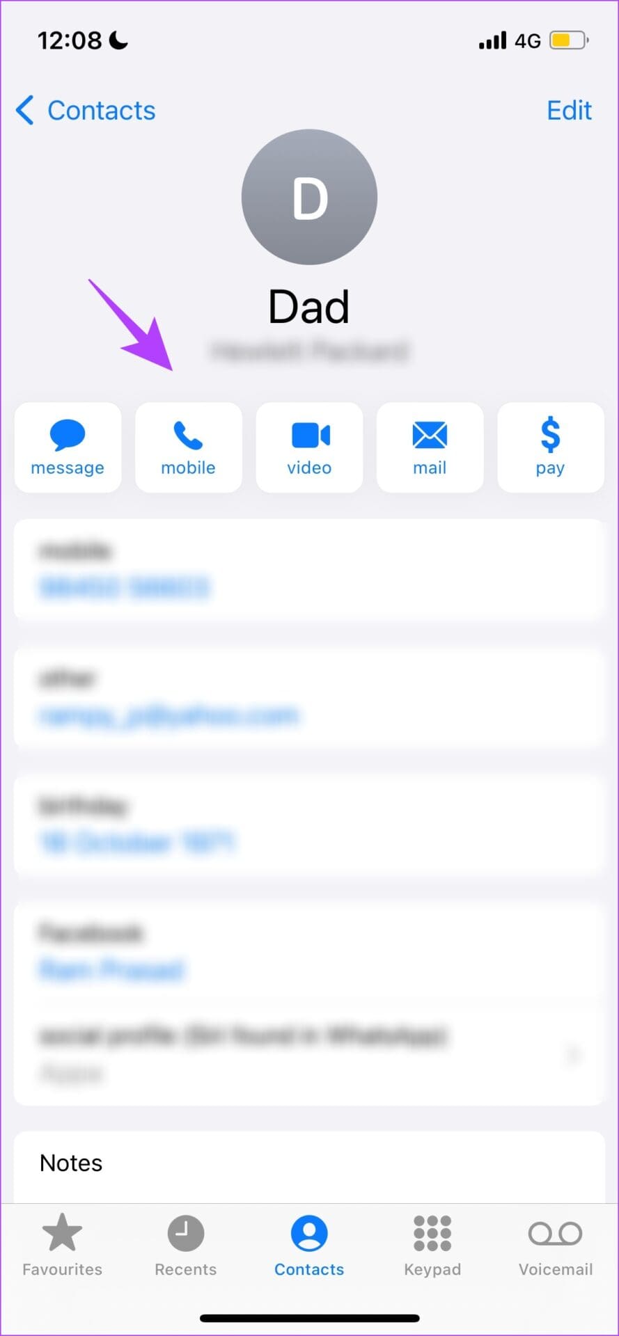 Select mobile to call