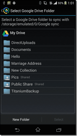 Select Drive Folder