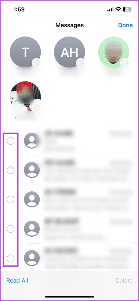 Check the messages you want to select