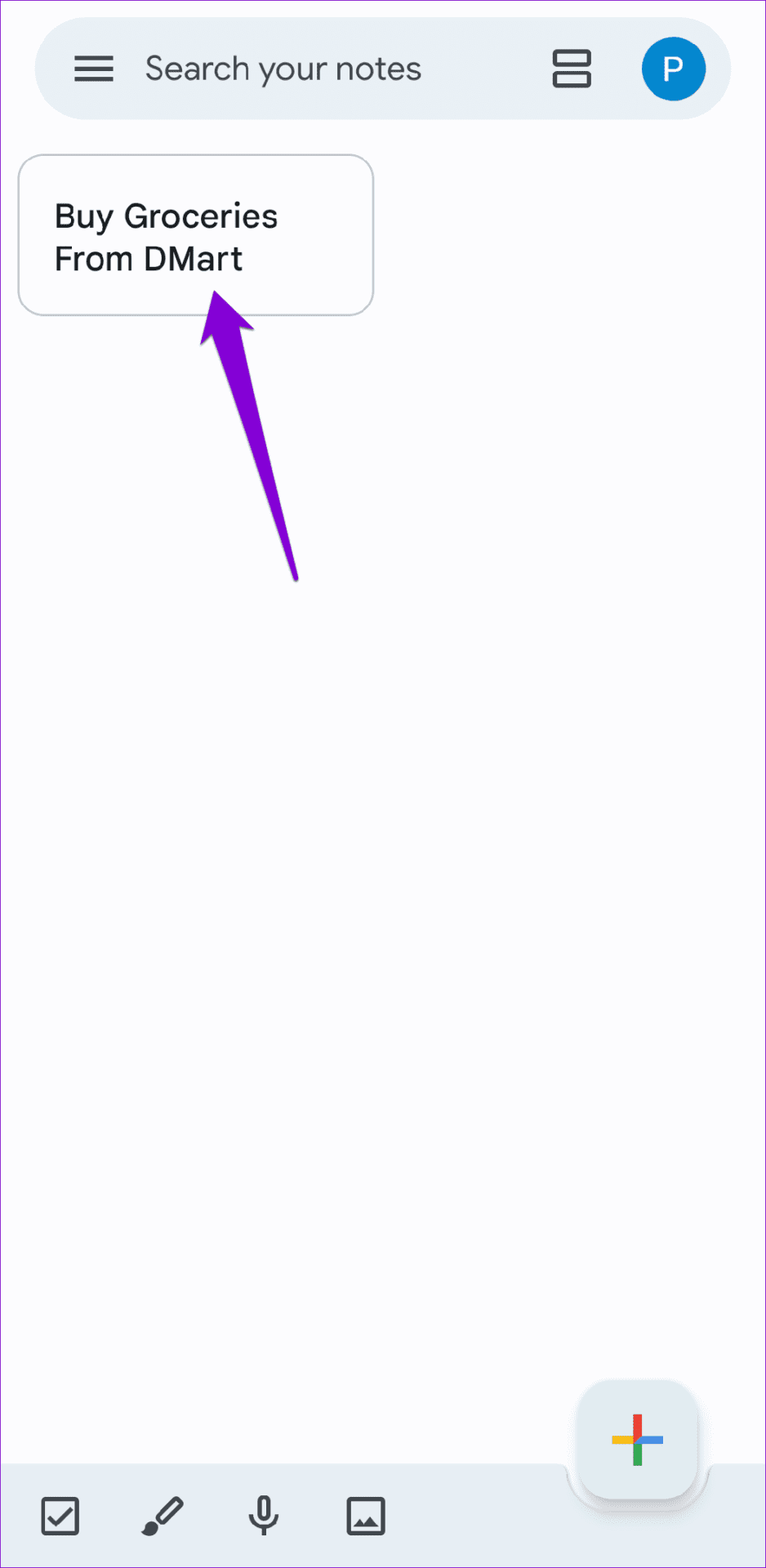 Select Note in Google Keep