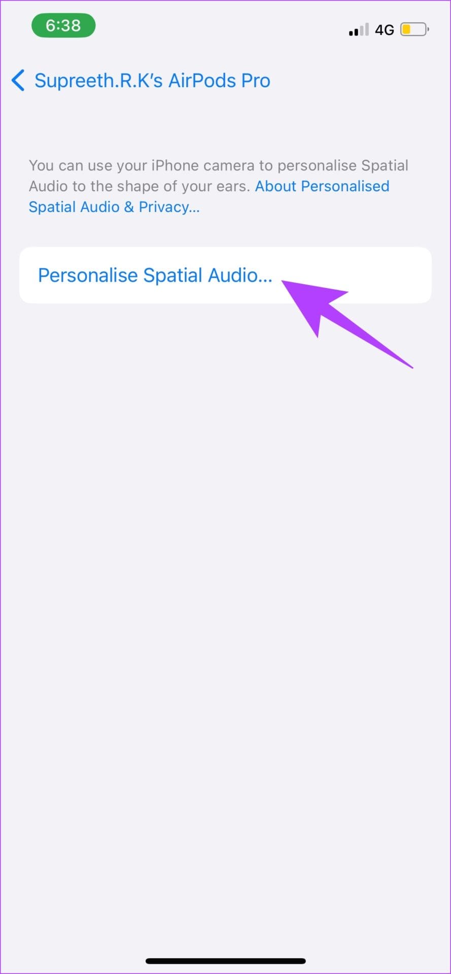 Select Personalize Spatial Audio again