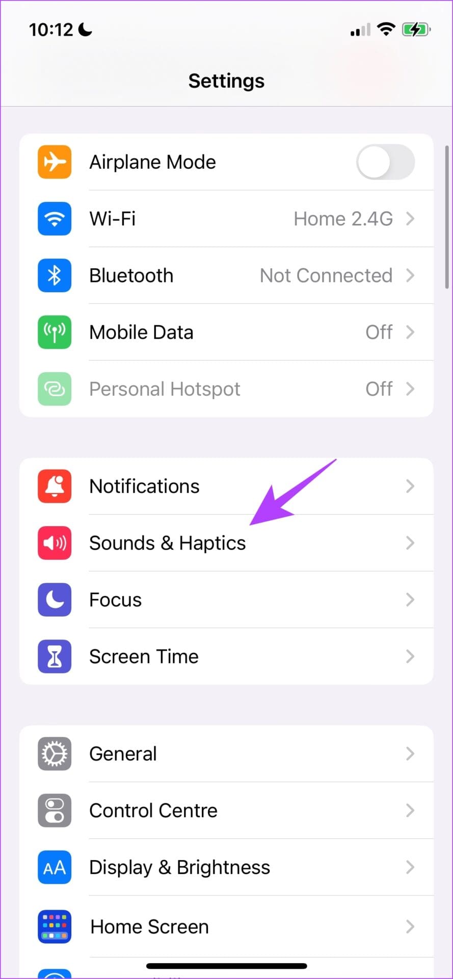 Select Sound and Haptics